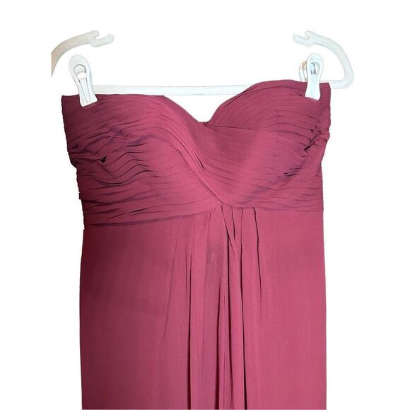 Bill Levkoff Womens Maroon Maxi length Chiffon Gorgeous Strapless Minimalist Bri - Picture 9 of 9